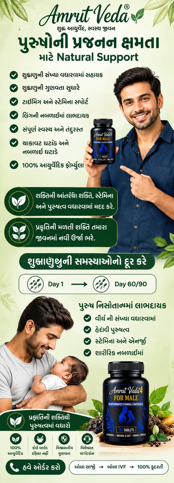 Amrut Veda Infertility Plus for men - India's No.1 male infertility kit, benefits for sperm count and male fertility in Gujarati